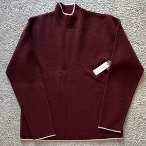 New! Anthropologie Burgundy Turtleneck Sweater with light purple Trim